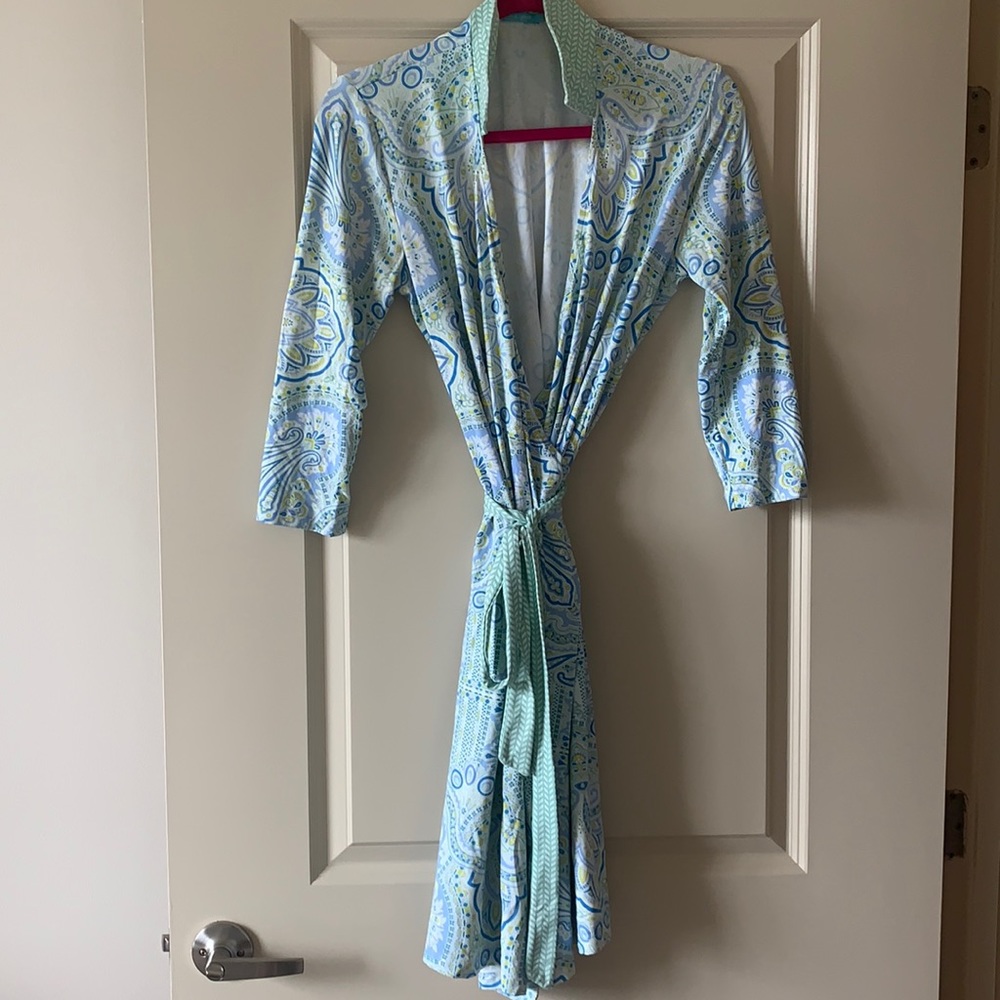 JMcLaughlin Blue Green Paisley Wrap Dress